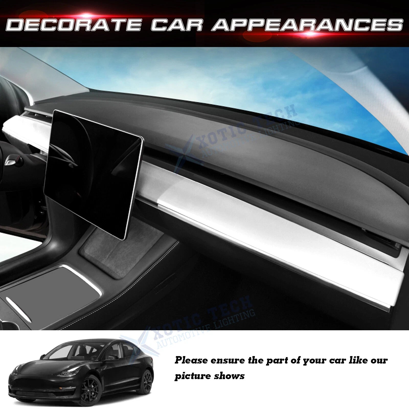 ABS Interior Dashboard Cover Trim White for Tesla Model 3 (2017-2023), Tesla Y (2020-2025) 2PCS