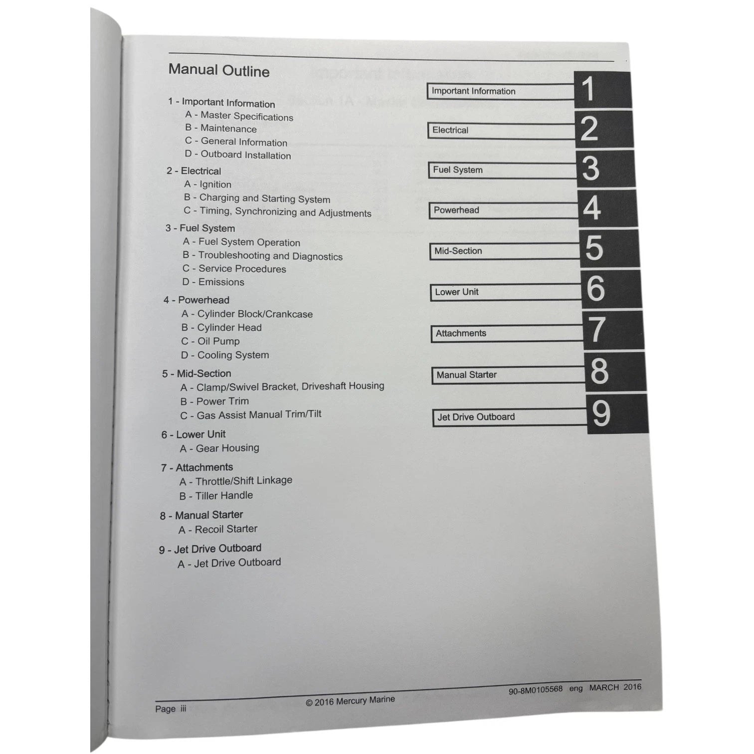 Service Manual for Mercury 25/30 EFI & 25 EFI Jet (2016) 90-8M0105568
