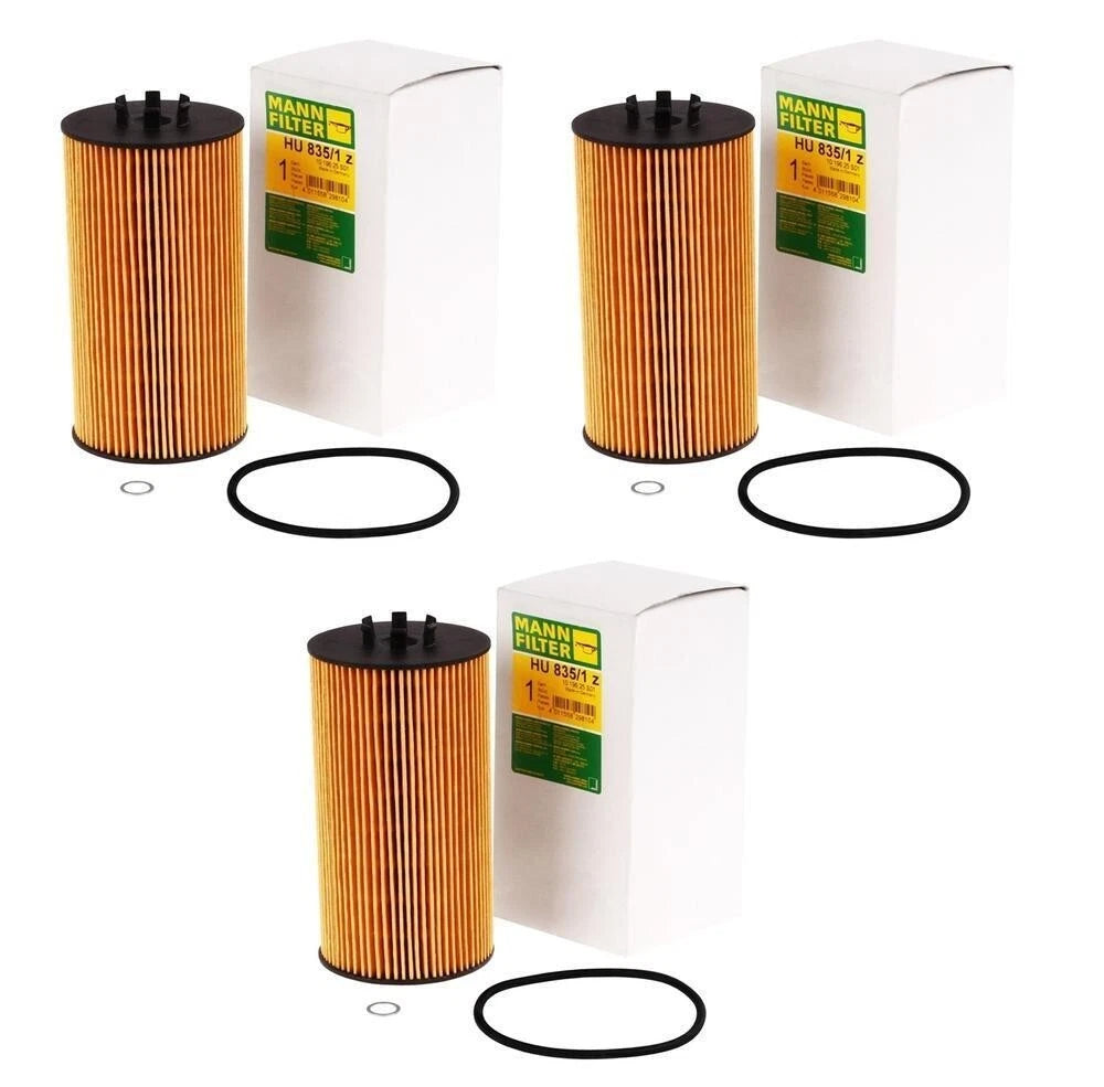 Set of 3 Engine Oil Filters Mann HU835/1z for VW Phaeton Audi A6 A8 (2003–2006)