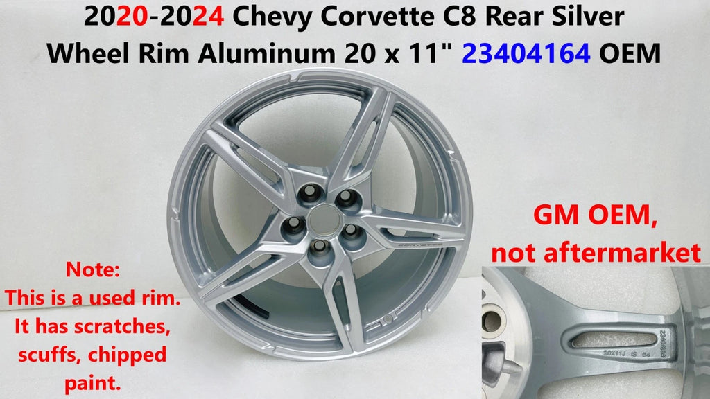 Set of 4 Rear Aluminum Wheel Rims for Chevy Corvette C8 (2020–2024) 20 x 11" 23404164