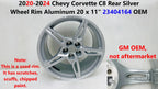 Set of 4 Rear Aluminum Wheel Rims for Chevy Corvette C8 (2020–2024) 20 x 11" 23404164