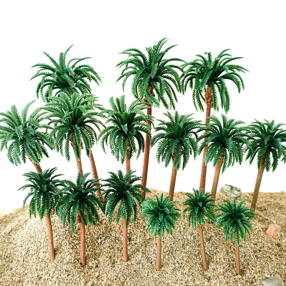 15x Mini Coconut Palm Trees for Model Train Diorama HO O N Z Scale
