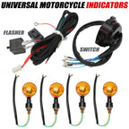 Set of 4 Universal Motorcycle Indicators Wiring Loom Harness Relay Flasher Kit