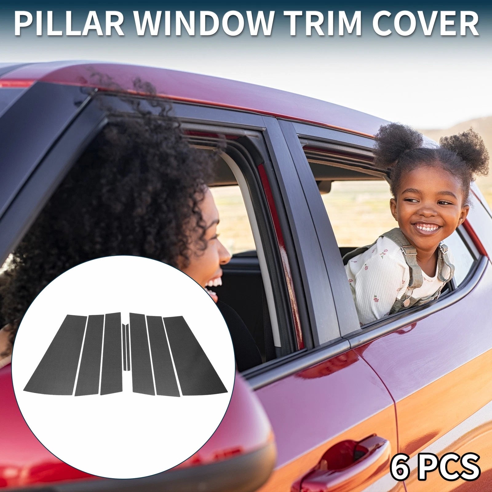 8 Pcs Door Pillar Window Trim for Honda Odyssey (2018–2023) Carbon Fiber