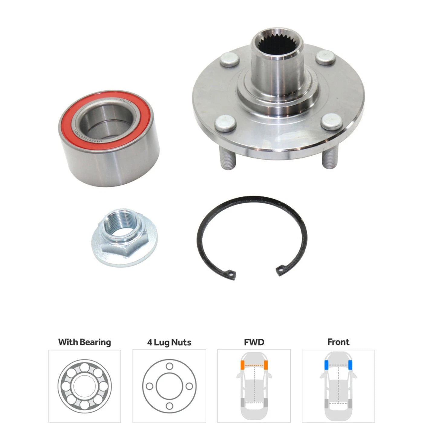Wheel Hub Kit for Ford Focus (2000–2006) Front Left & Right with Bearing
