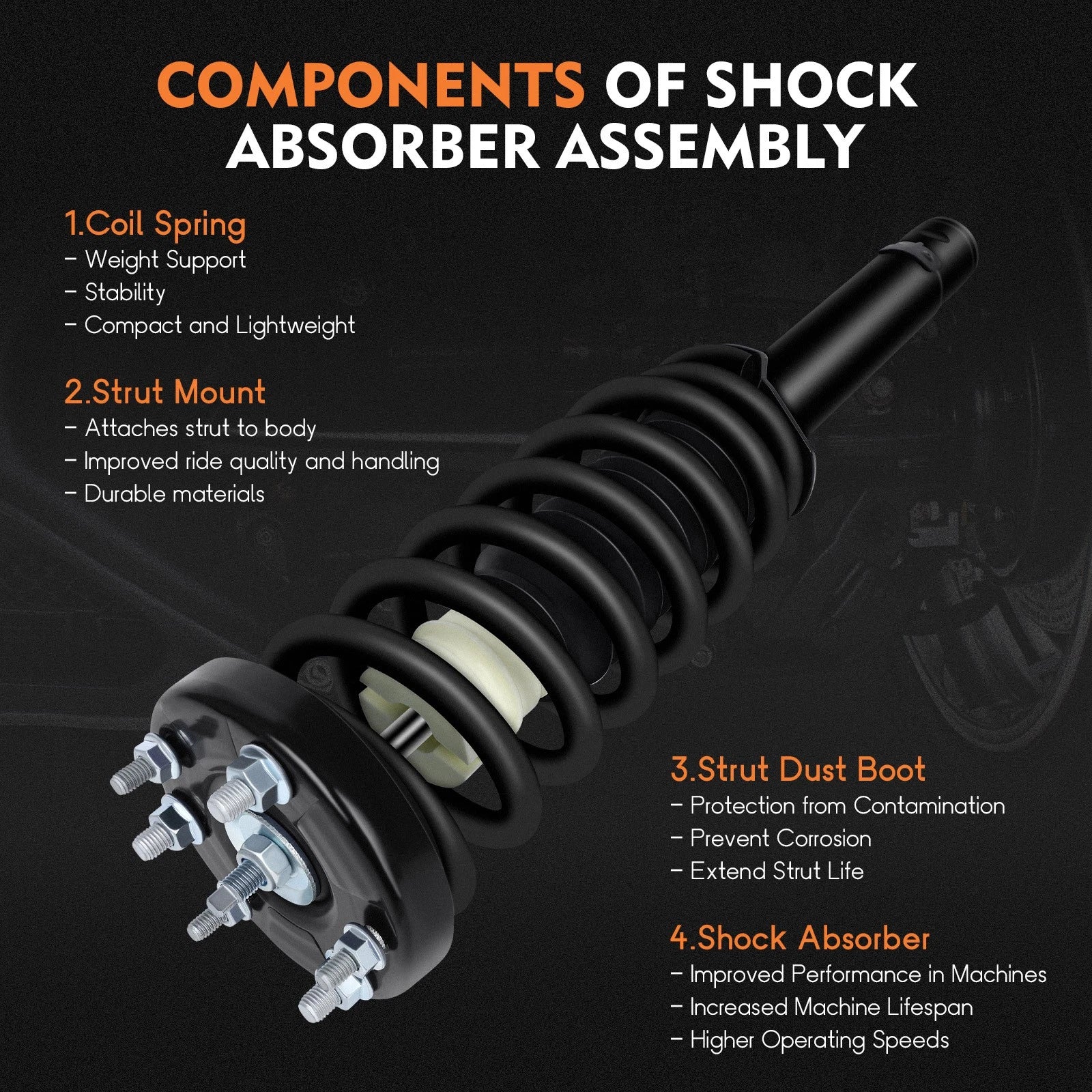 Set of 4 Complete Struts Shocks Springs for Acura TL (2004-2008)
