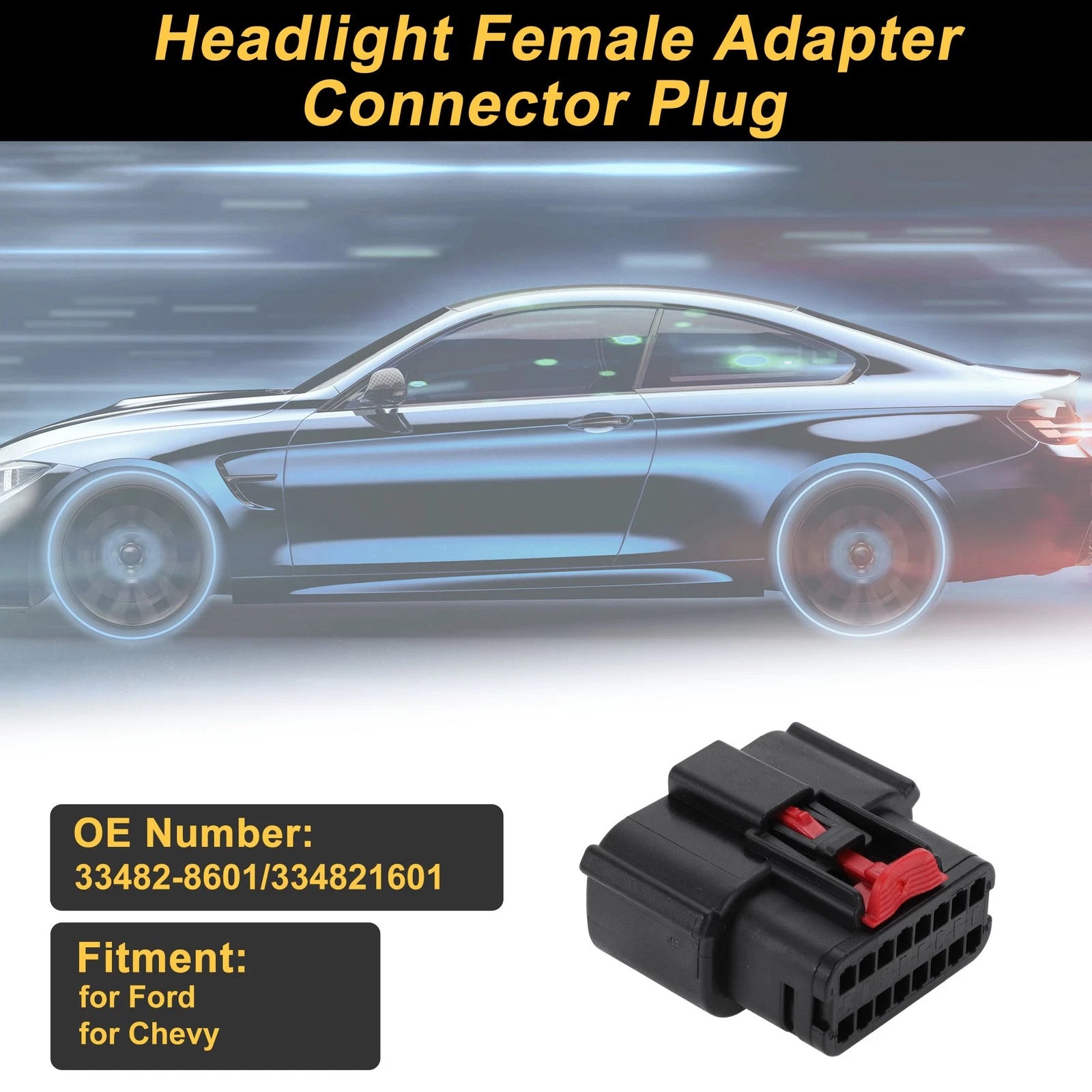 1Pc 16 Pins Headlight Connector Plug for Ford (No. 33482-8601)