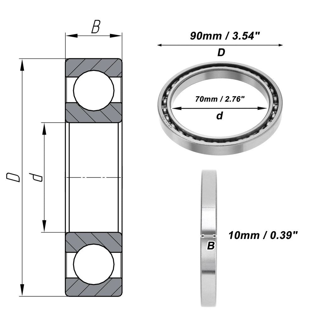 Deep Groove Ball Bearing 70x90x10mm for Scooter Skateboard (P0)