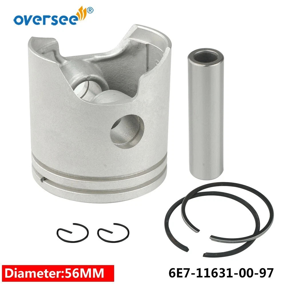 2X Piston Set & Ring STD for Yamaha 2T 9.9 15HP Outboard (682-11630-00, 6E7-11631)