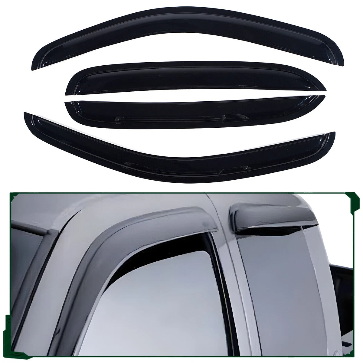Set of 4 Window Visors for Chevy Silverado 1500 Crew Cab (2007–2014)