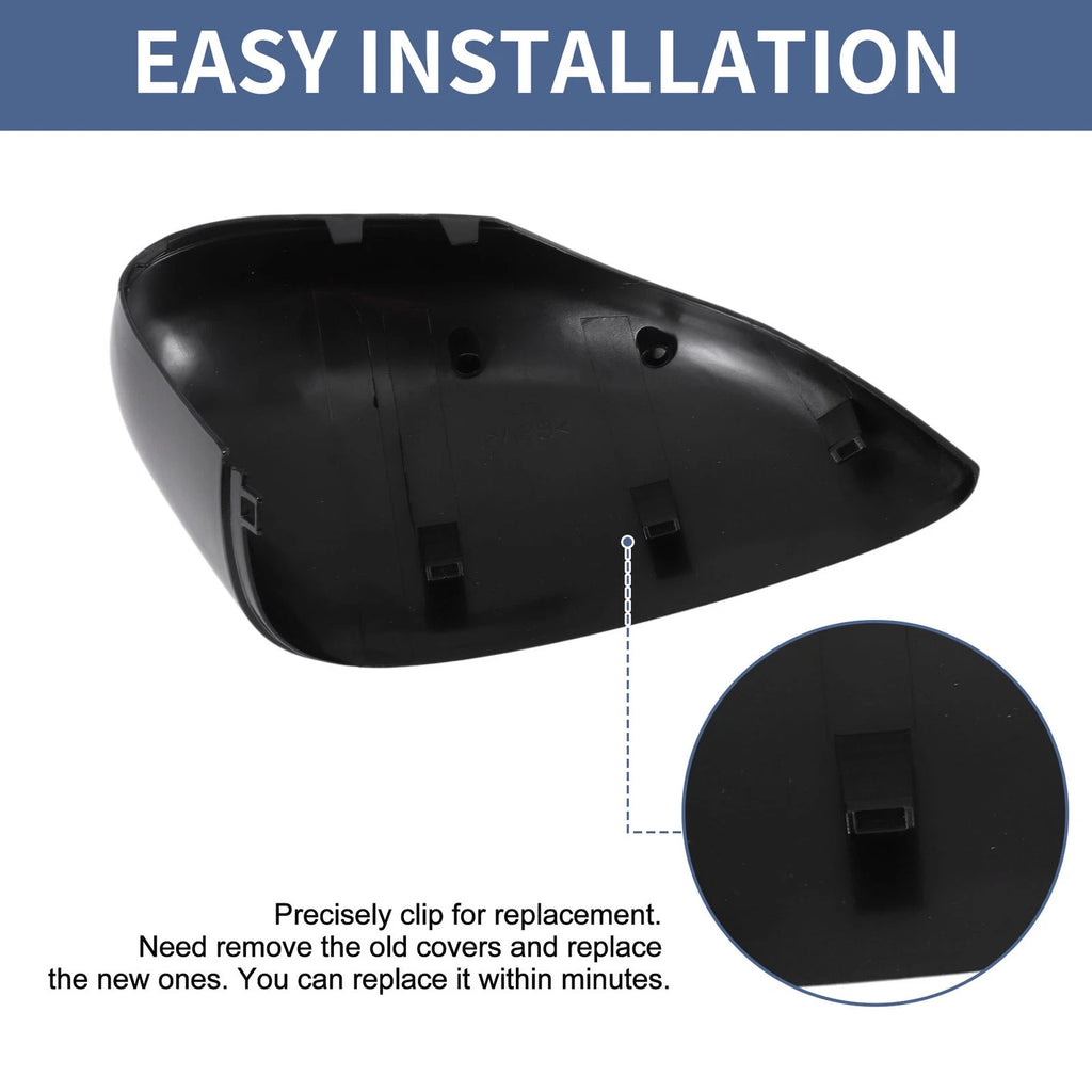 Mirror Cover Cap Set of 2 for Ford Fiesta MK7 (2008–2017) Gloss Black