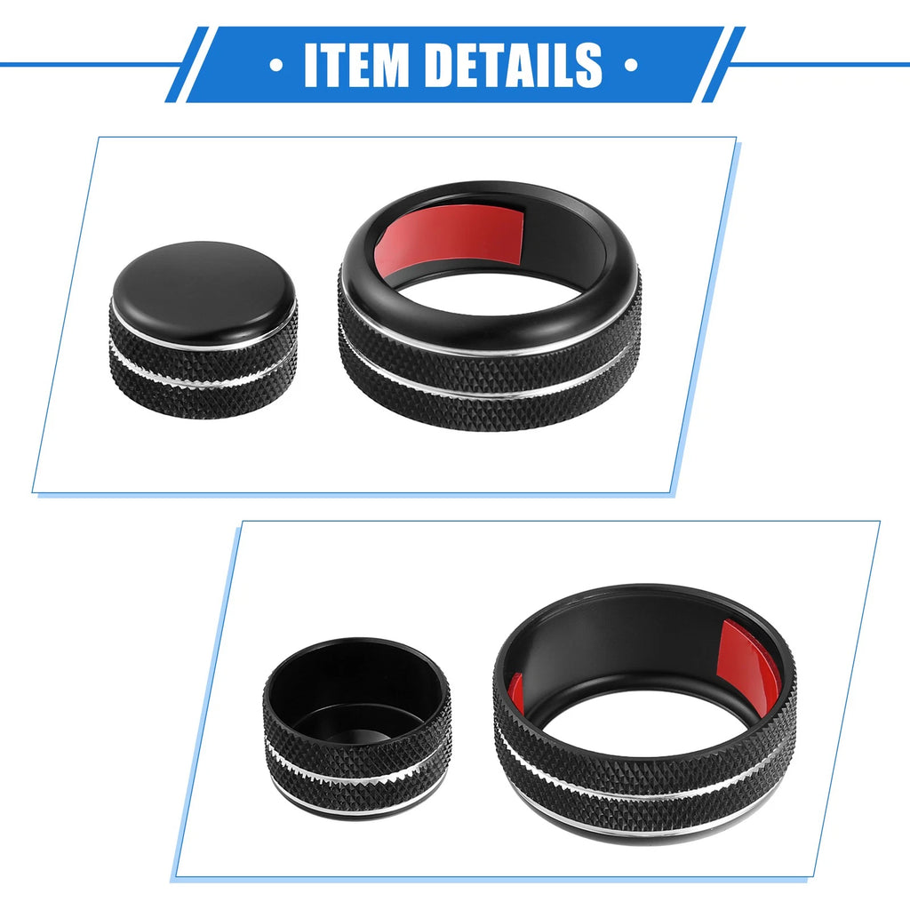 3 Pcs AC Climate Control Knob Rings for Chevrolet Corvette C6 (2005–2013) Black