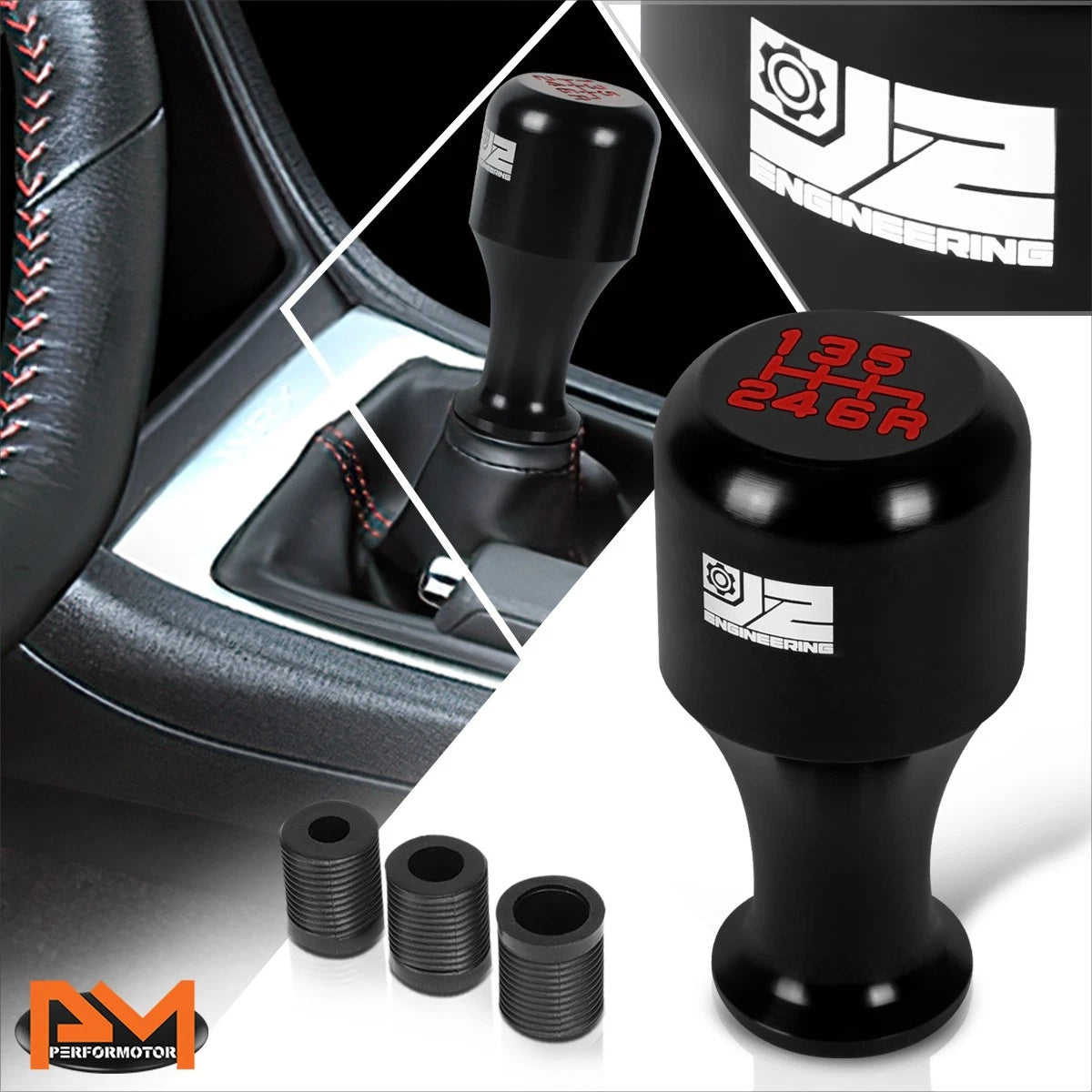 6-Speed Manual Shift Knob for J2 (Black, Aluminum)
