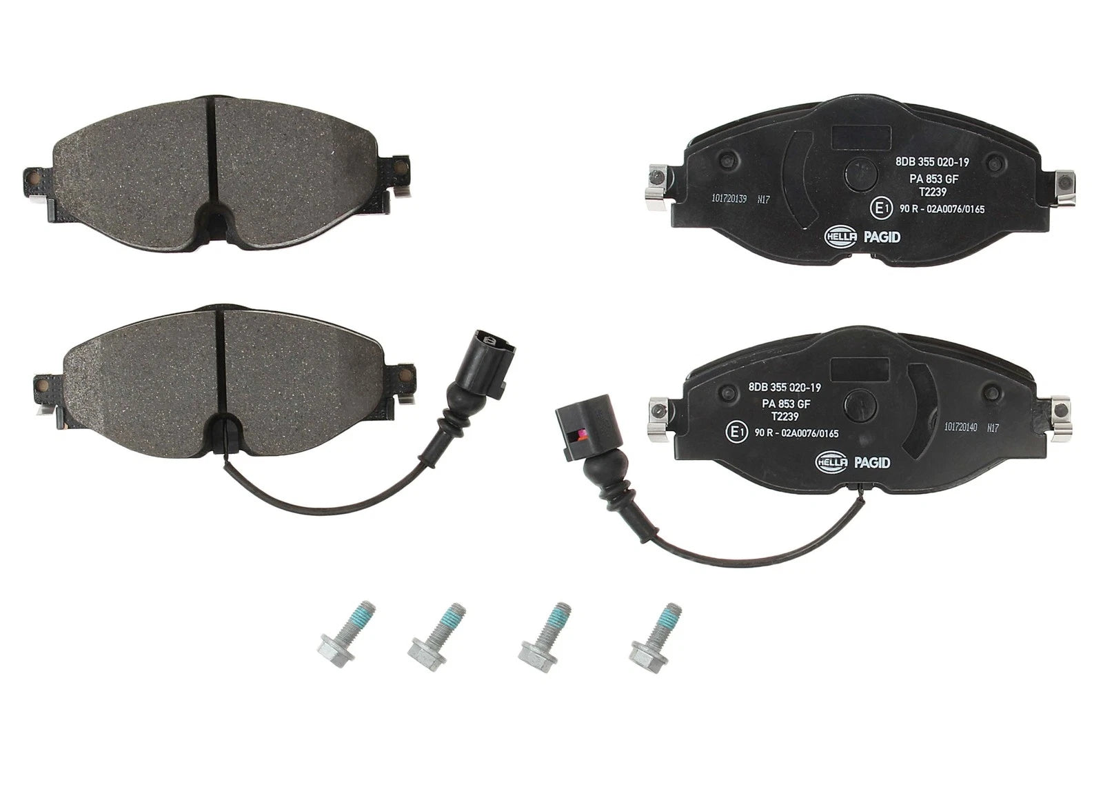Set of 4 Front Disc Brake Pads for Audi A3, A3 Quattro (Hella Pagid 355020191)