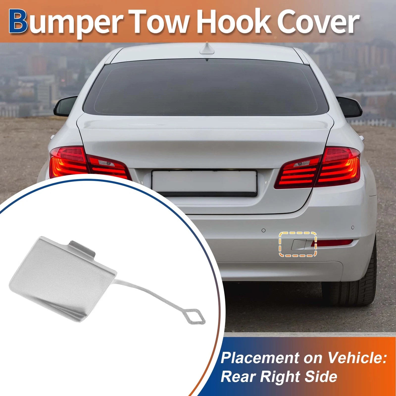1 Pcs Rear Tow Hook Cover for BMW 5 Series (No. 51127332777) Ice Silver