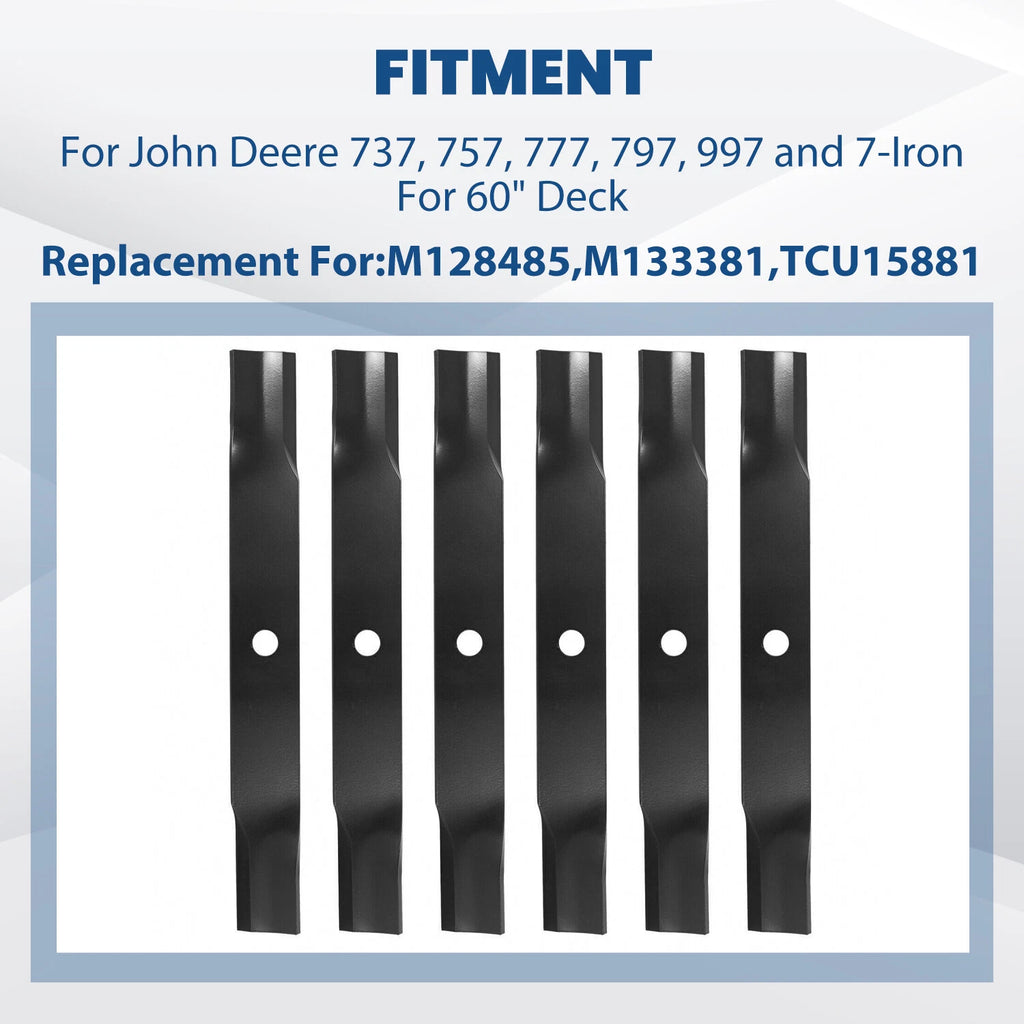 Set of 6 Mower Blades 60" for John Deere Z930M (#M168223, 737, 757, 777, 797)