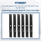 Set of 6 Mower Blades 60" for John Deere Z930M (#M168223, 737, 757, 777, 797)