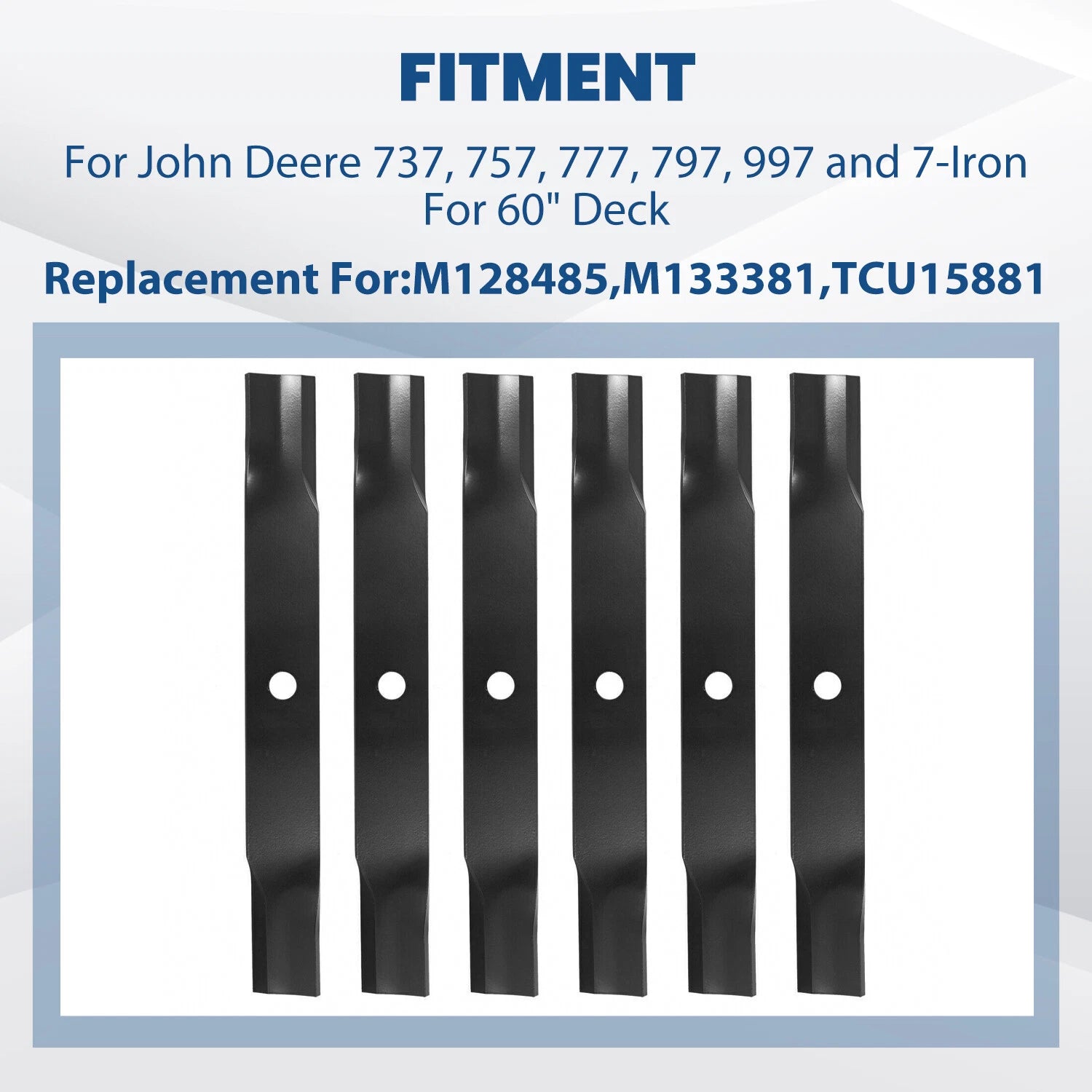 Set of 6 Mower Blades 60" for John Deere Z930M (#M168223, 737, 757, 777, 797)