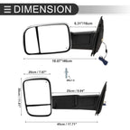 Tow Mirrors for Dodge Ram 1500 (1 Pair, Turn Signal Light, Silver Tone)