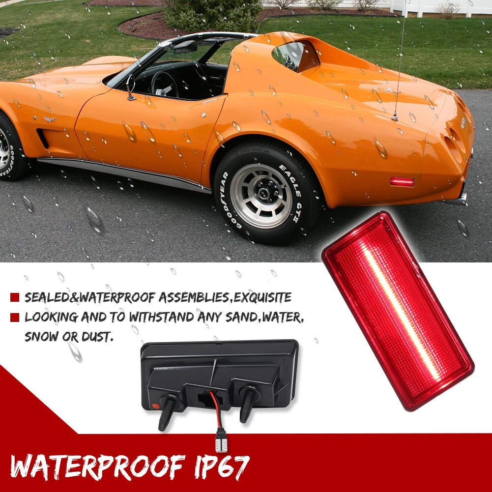 2X Red Lens LED Rear Side Marker Lights for Chevy Corvette C3 (1974–1979)
