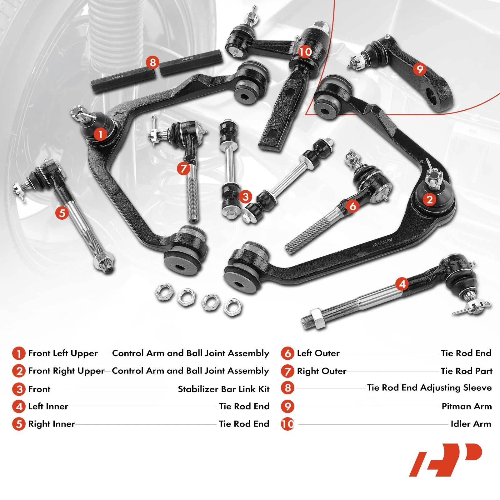 Set of 12 Front Control Arm Sway Bar Links for Ford F-150 Expedition