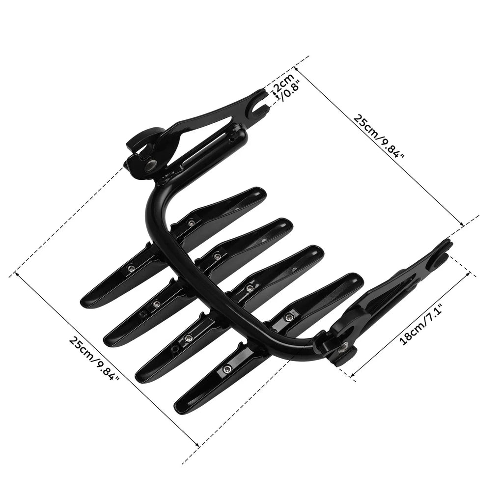 Black Detachable Stealth Luggage Rack for Harley Touring Road King Glide (09-24)