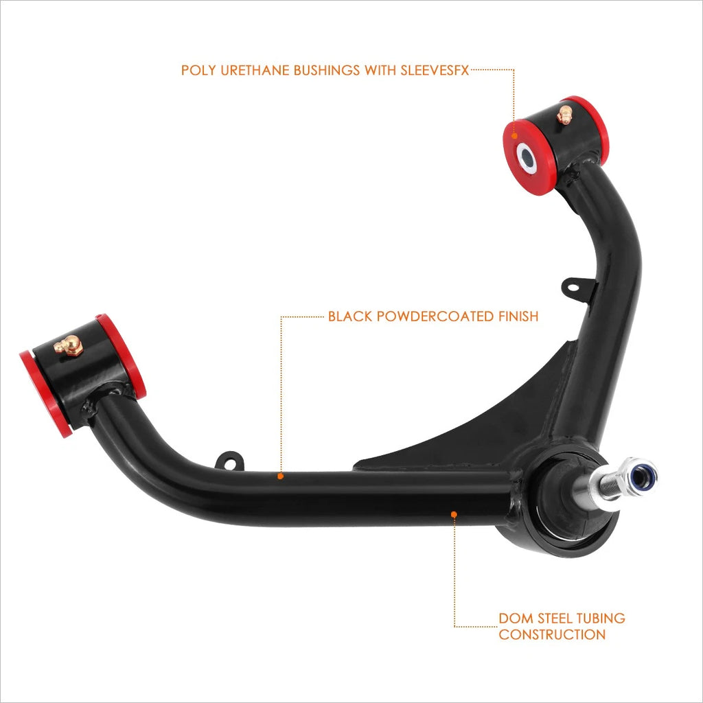Set of 2 J2 Black 2-4" Lift Front Upper Control Arms for Silverado 99-13