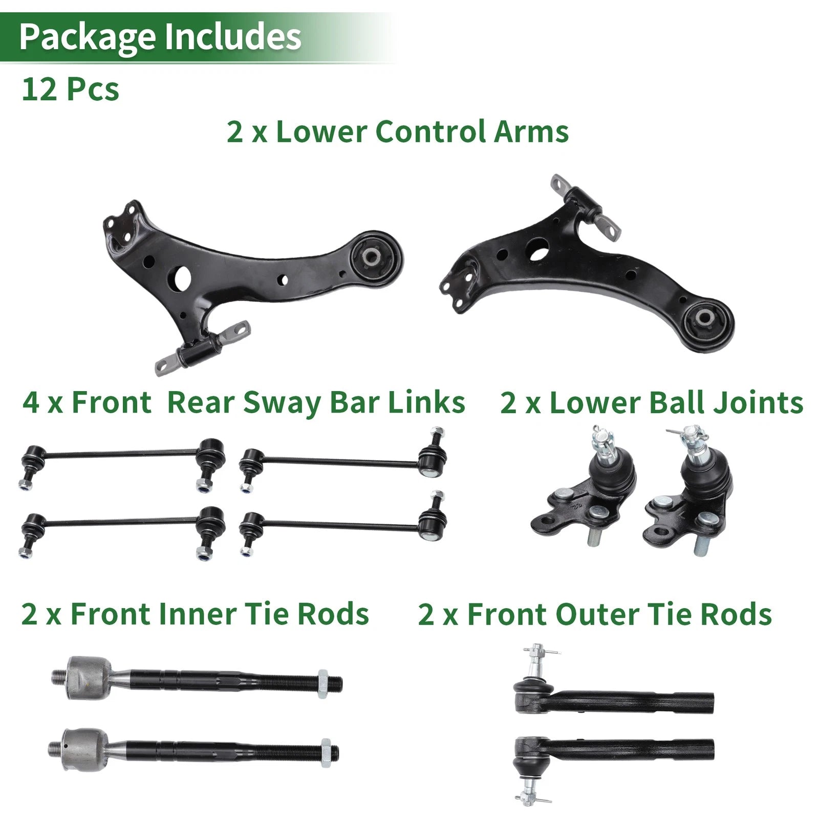 12pcs Front Suspension Kit Lower Control Arm for Toyota Camry (No. ES80602/K750011)