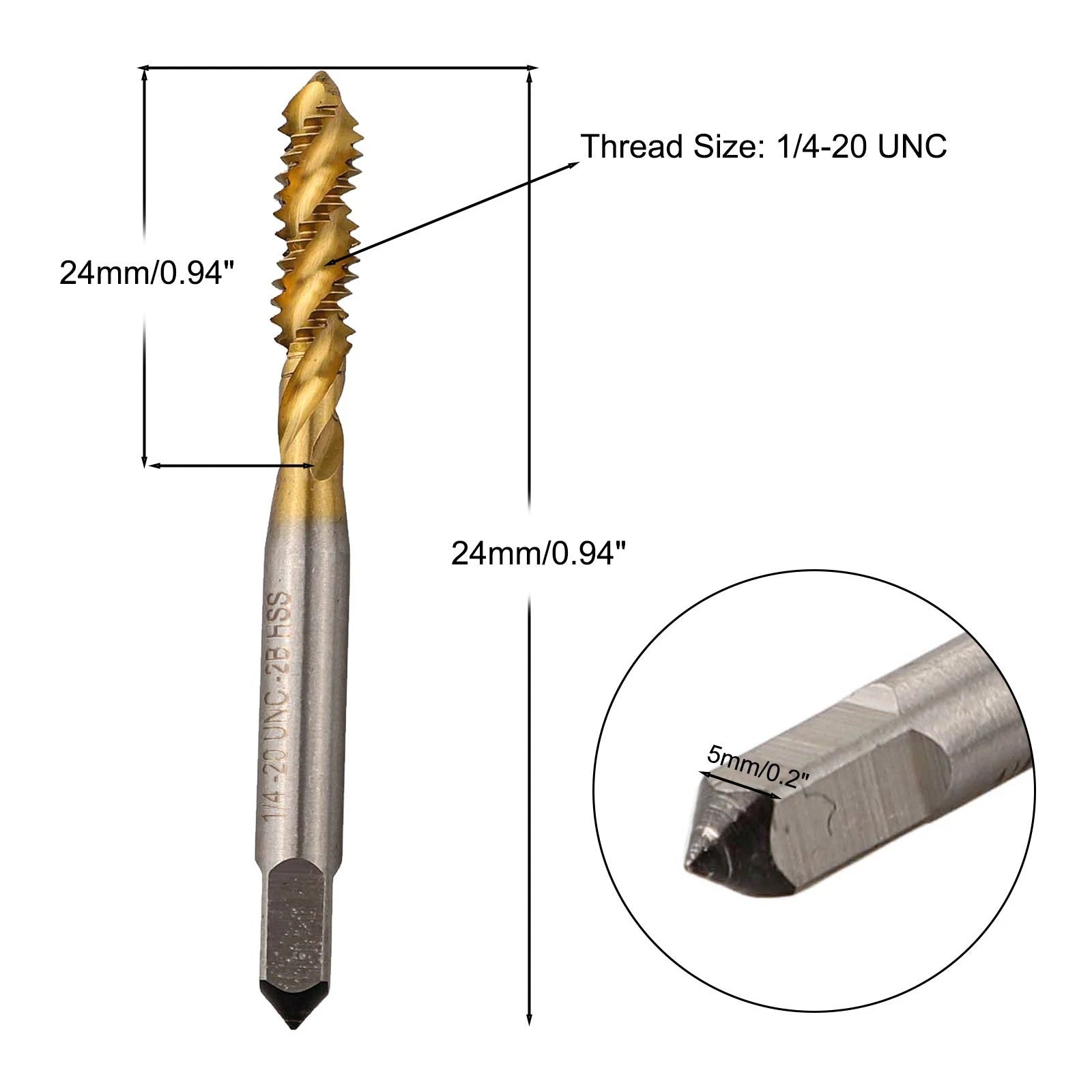 UNC 1/4-20 HSS Spiral Groove Thread Tap for Machines