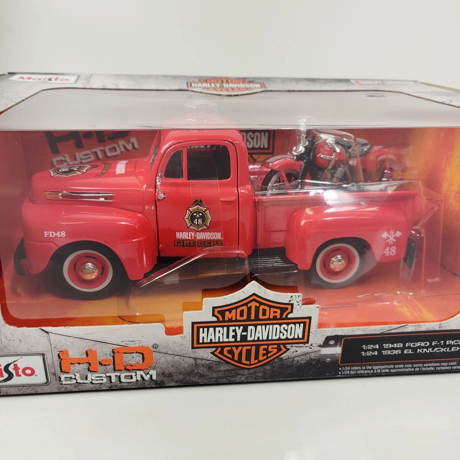 1/24 Diecast Model for Harley-Davidson 1948 & Ford 1936 El Knucklehead