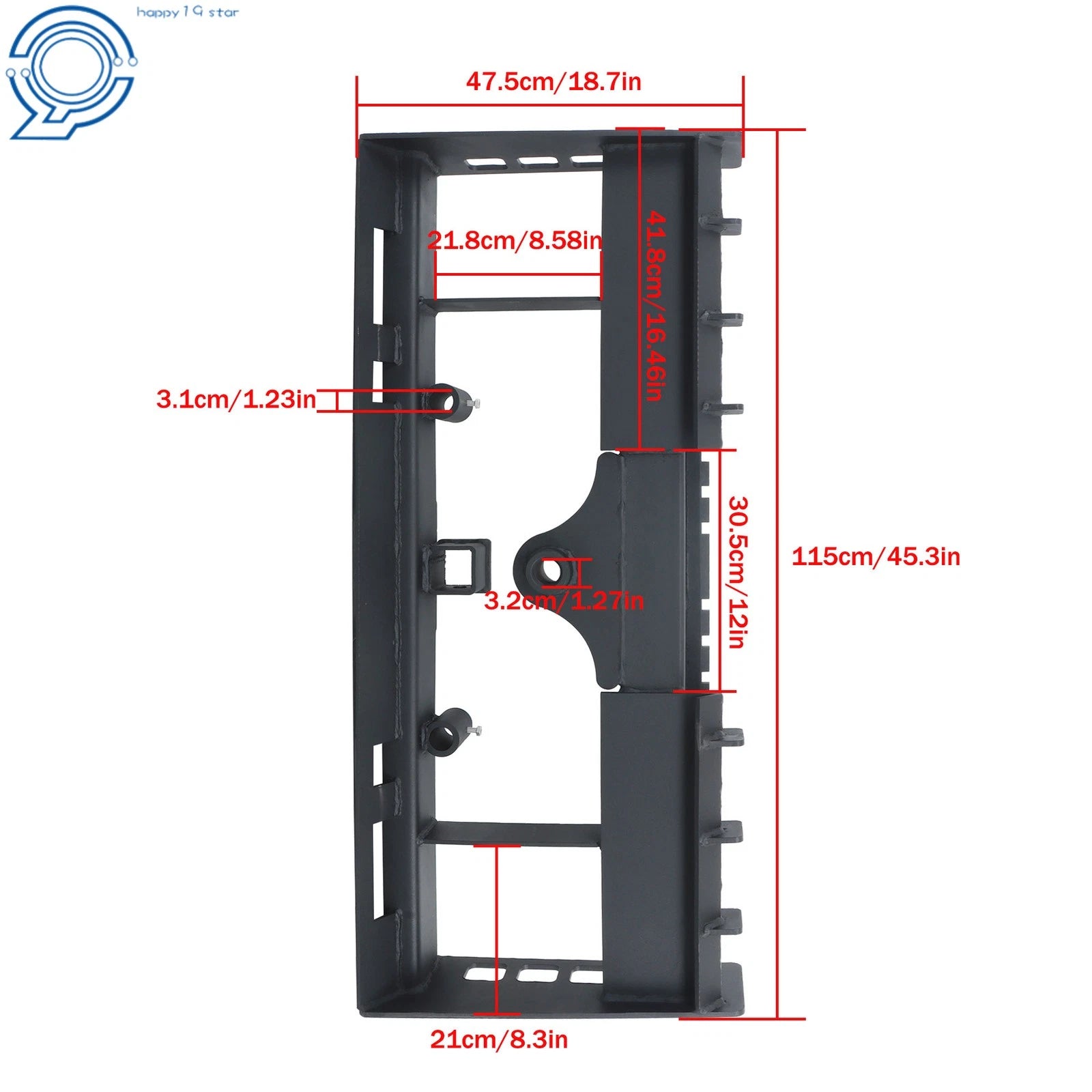 Heavy-Duty Pallet Fork Frame with Receiver Hitch for Skid Steer (US)