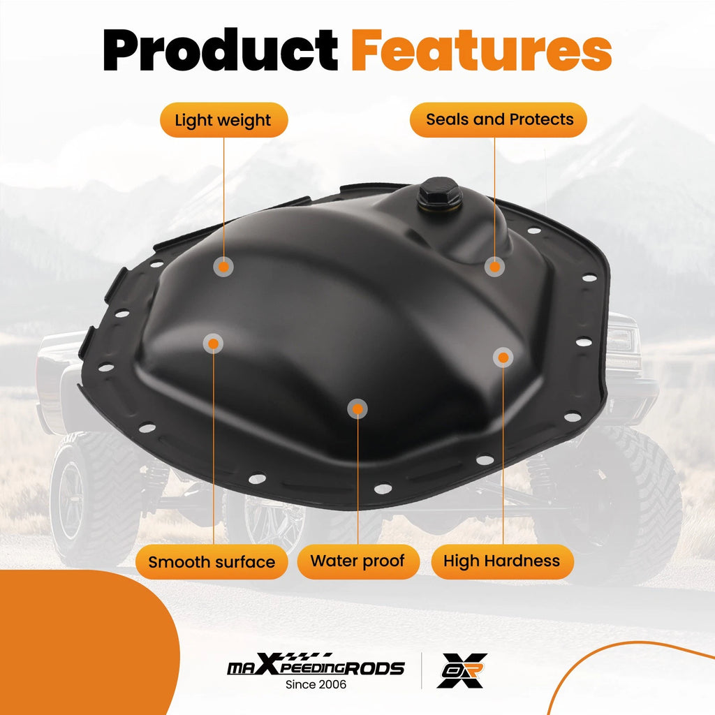 Black Rear Differential Cover for Chevrolet Silverado 3500 HD (2001–2023)