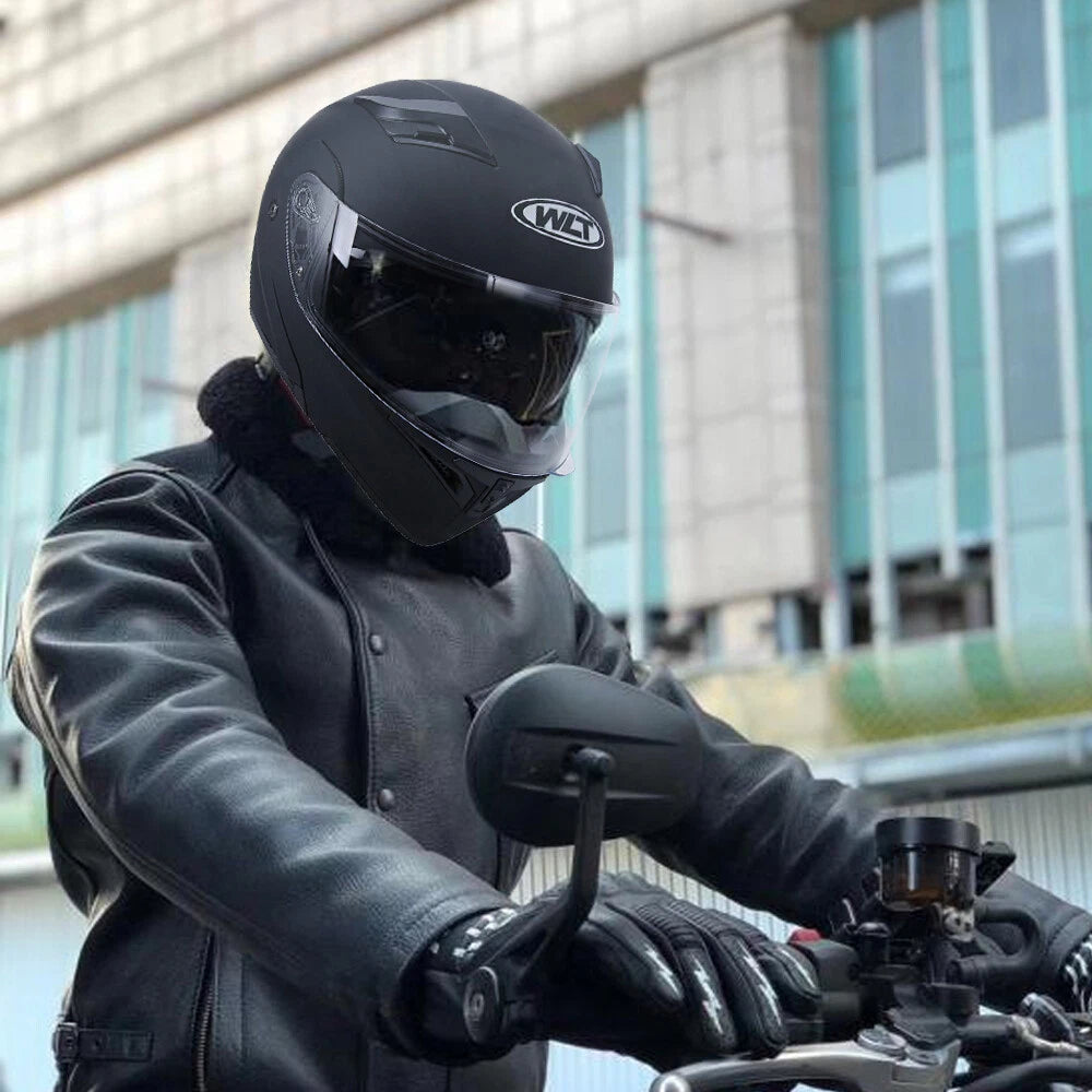 Dual Visor Flip Up Modular Full Face Helmet for Motorcycle (M, L, XL, XXL) DOT Approved