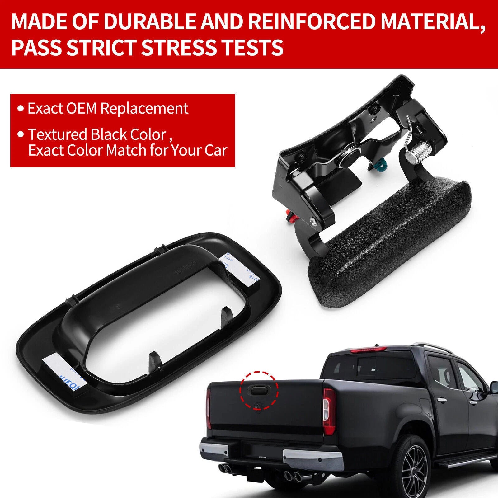 Tailgate Handle Latch & Bezel Trim for Chevy Silverado GMC Sierra (1999-2007)