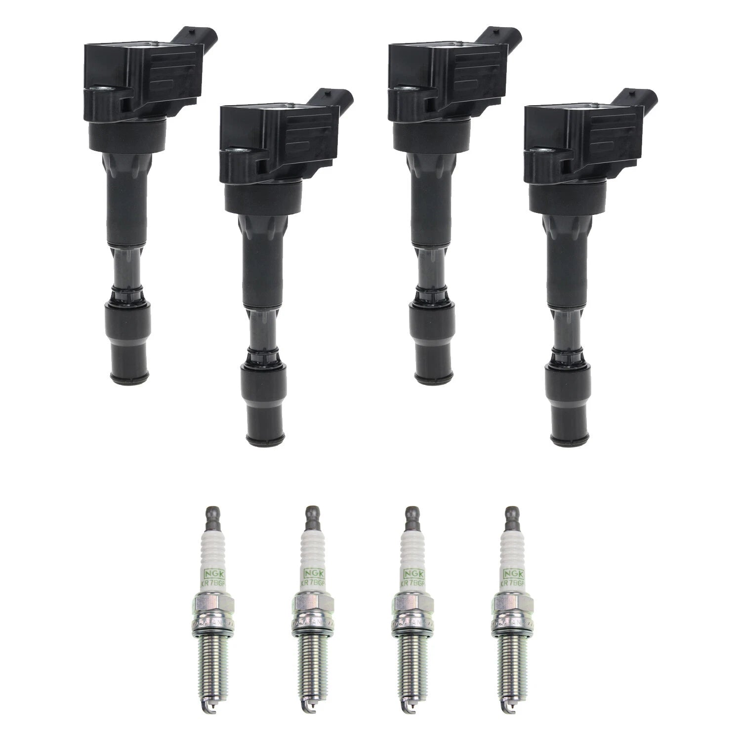 Set of 4 Ignition Coils & NGK Platinum Spark Plugs for Kia Soul (2010–2019)