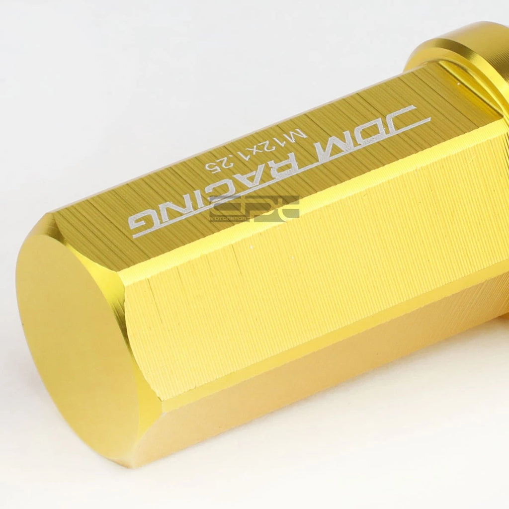 20 PCS Closed End M12x1.25 50mm Tall Gold Aluminum Lug Nuts + Adapter