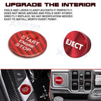 Red Carbon Engine Start + Cigarette Lighter Eject Button Trim for Audi A4 S4 RS4 (2016-2019)