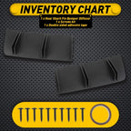5 Fin Rear Bumper Diffuser Spoiler Splitter Trim for Universal Fit