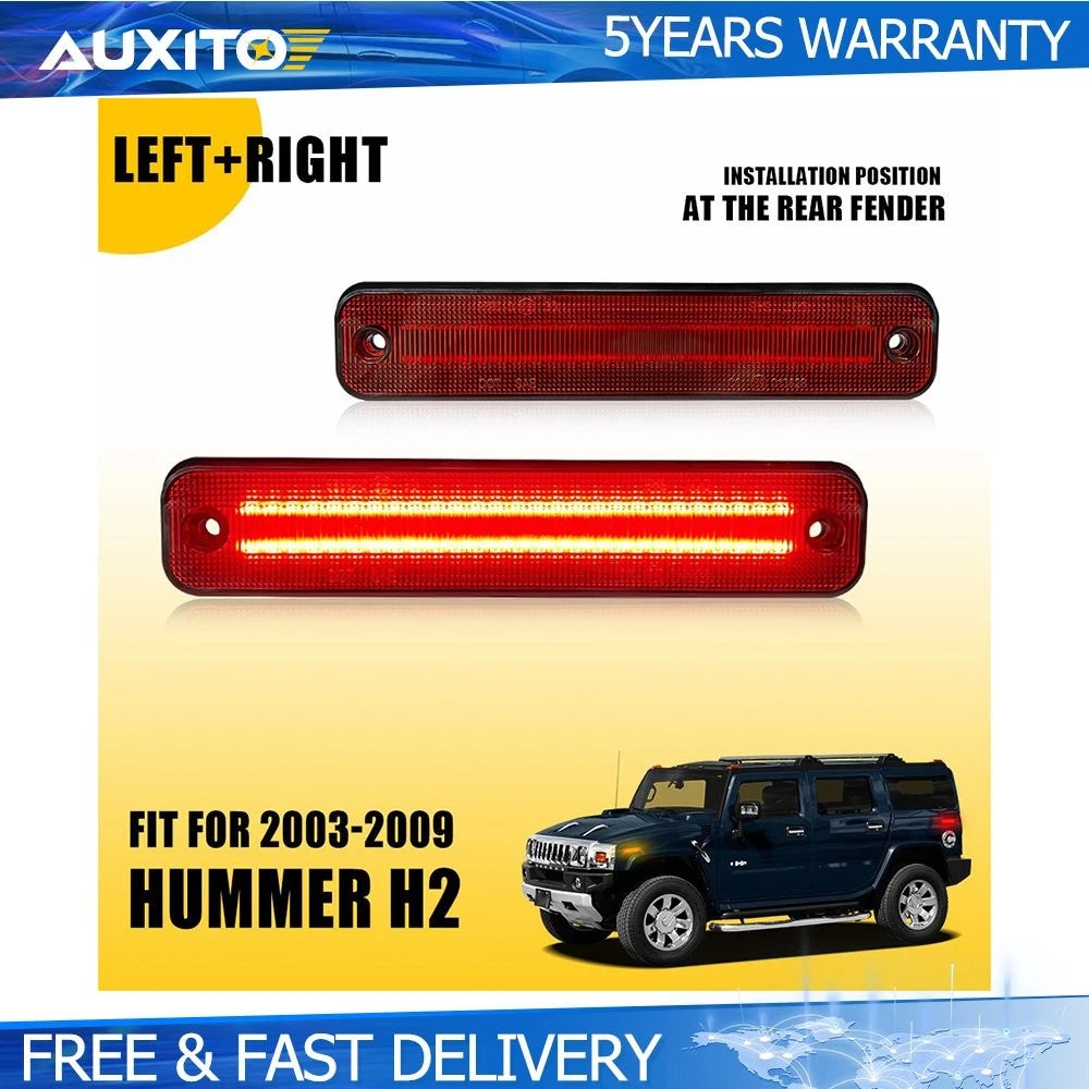 Set of 2 Rear Red LED Side Marker Lights for Hummer H2 (2003–2009)