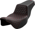 SADDLEMEN Step-Up Seat for FL (2008–2023) - Honeycomb, Extended Reach, Red Stitching