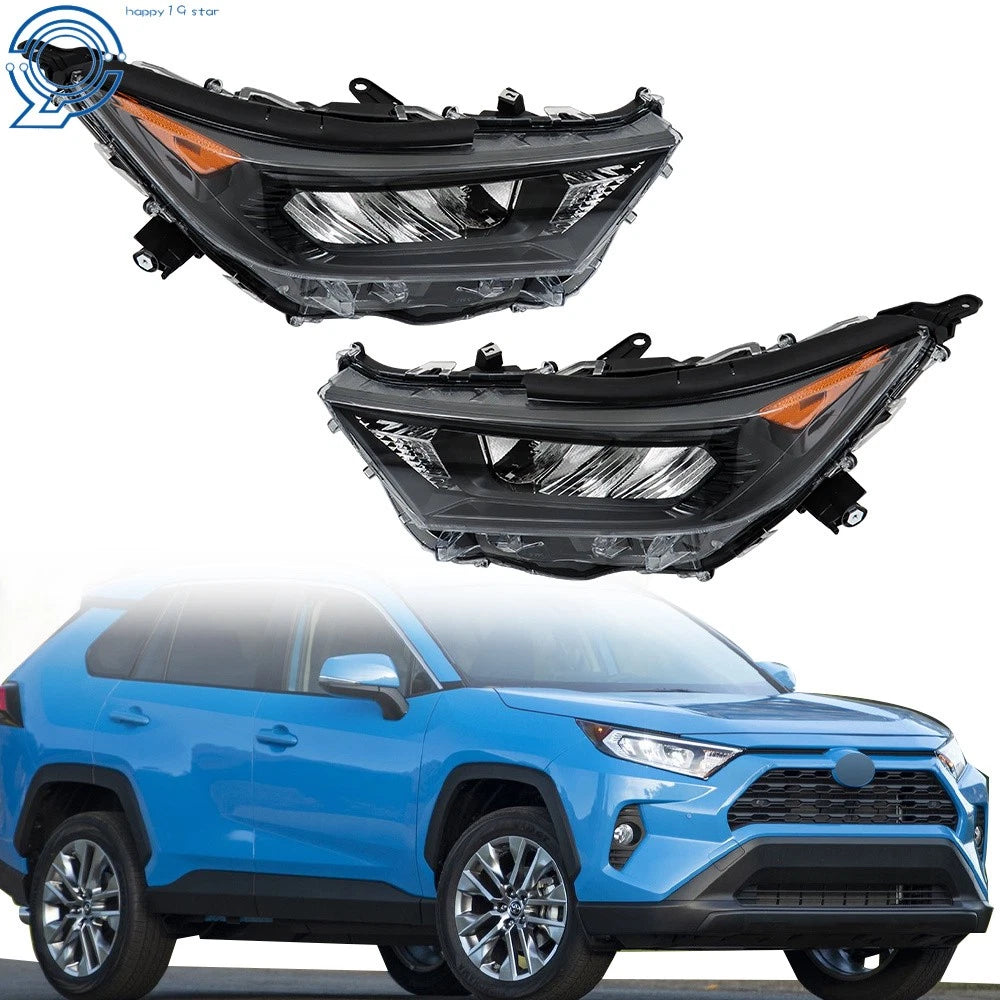 LED Headlight Assembly for Toyota RAV4 (2019–2022) Black Clear Left+Right