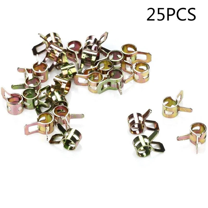 Set of 25 Fuel Line Spring Clips for Various Applications (1/4 Inch)