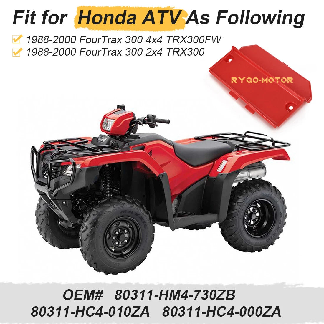 Battery Cover for Honda Fourtrax 300 TRX300 (1988–2000) 80311-HM4-730ZB