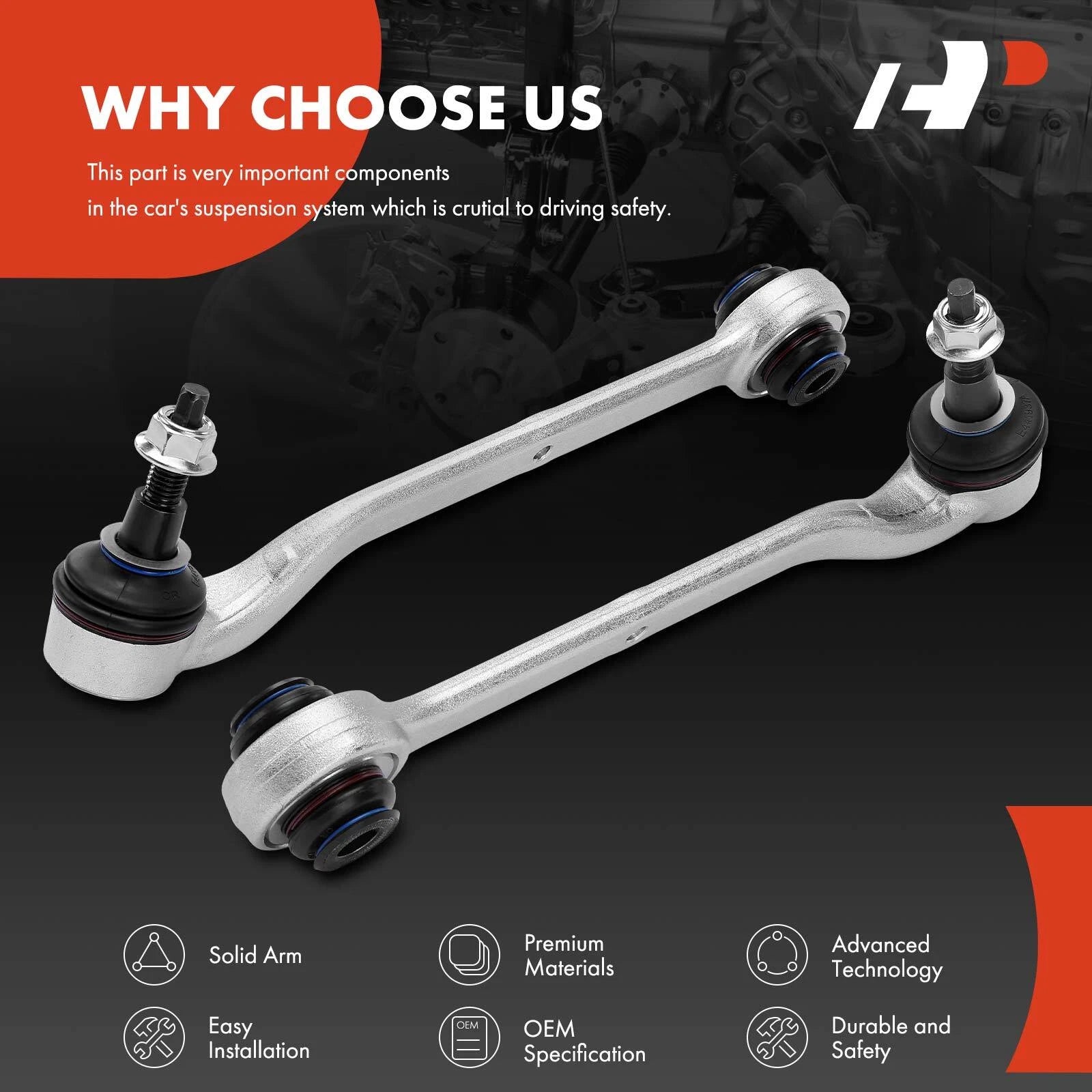 2X Front Lower Rearward Control Arm w/ Ball Joint for Ford