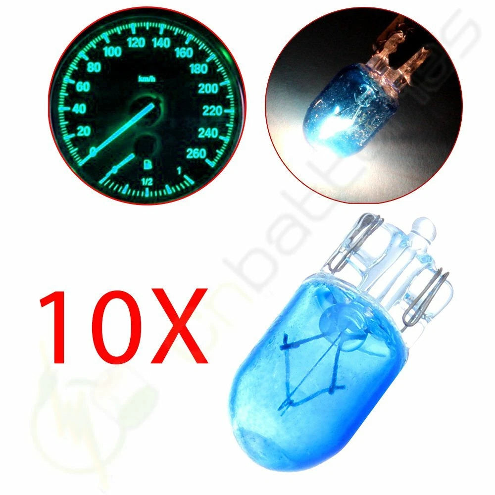 10Pcs Blue Wedge Halogen Bulbs T10 W5W 194 168 158 for Side Marker/Clearance