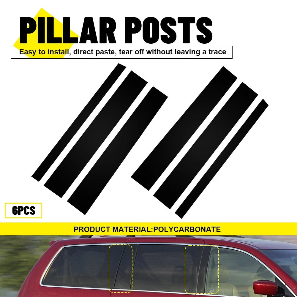 Set of 6 Black Pillar Post Door Covers for Honda Odyssey (2005–2010)
