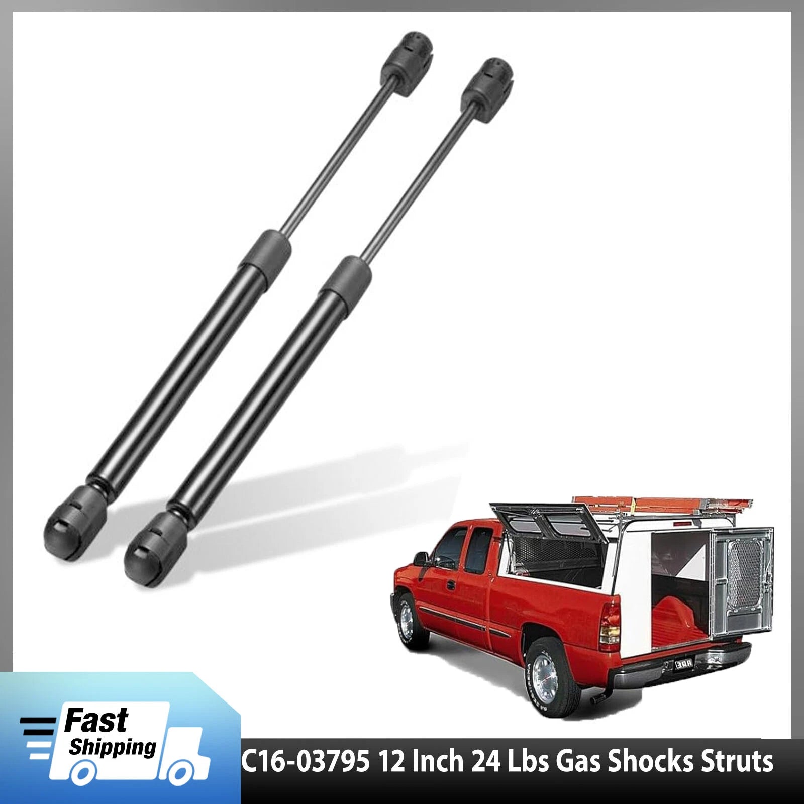 2X C16-03795 Gas Shocks Struts for Truck Window Leer Camper Shell (12")
