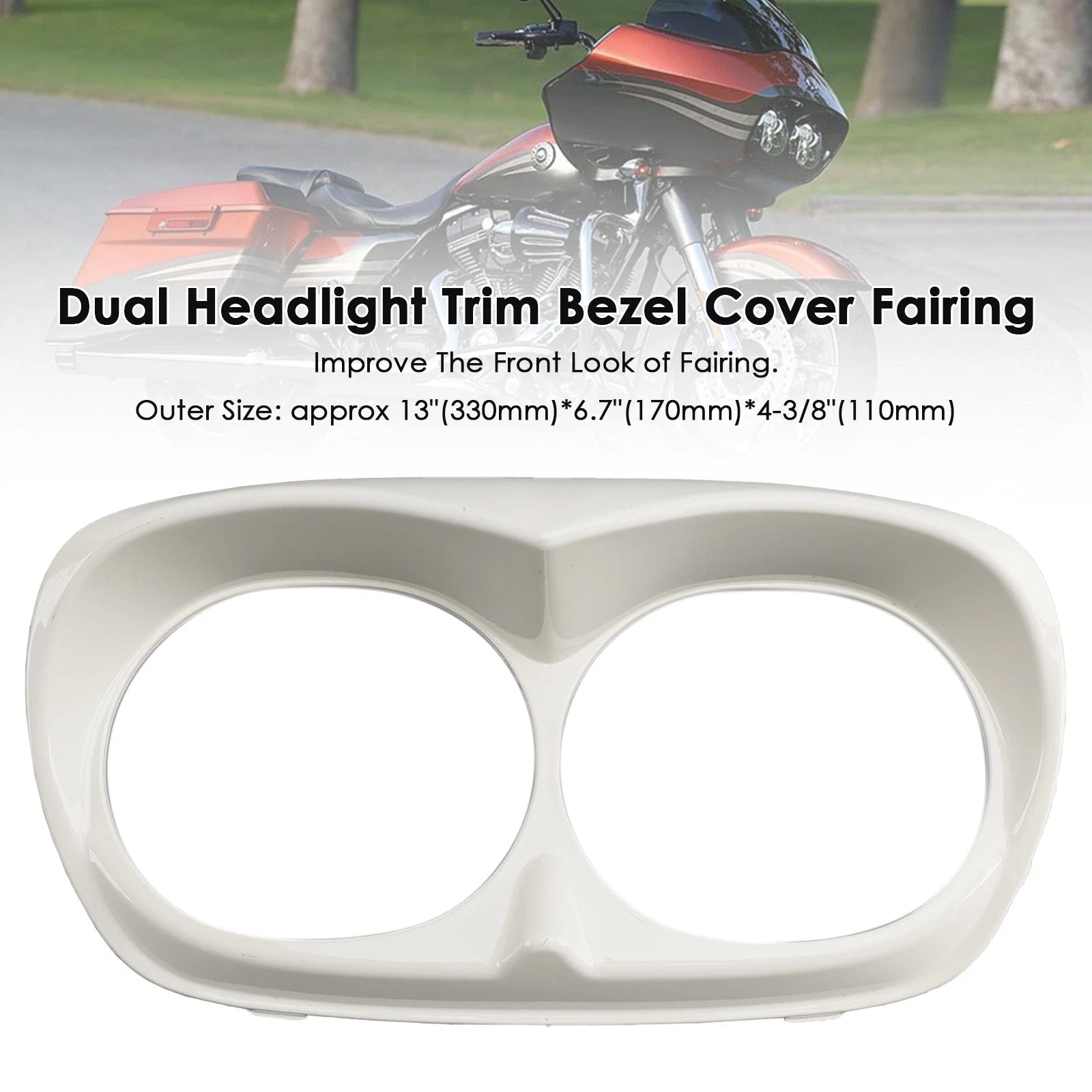 Dual Headlight Trim Bezel Cover for Harley Road Glide (1998–2013) White