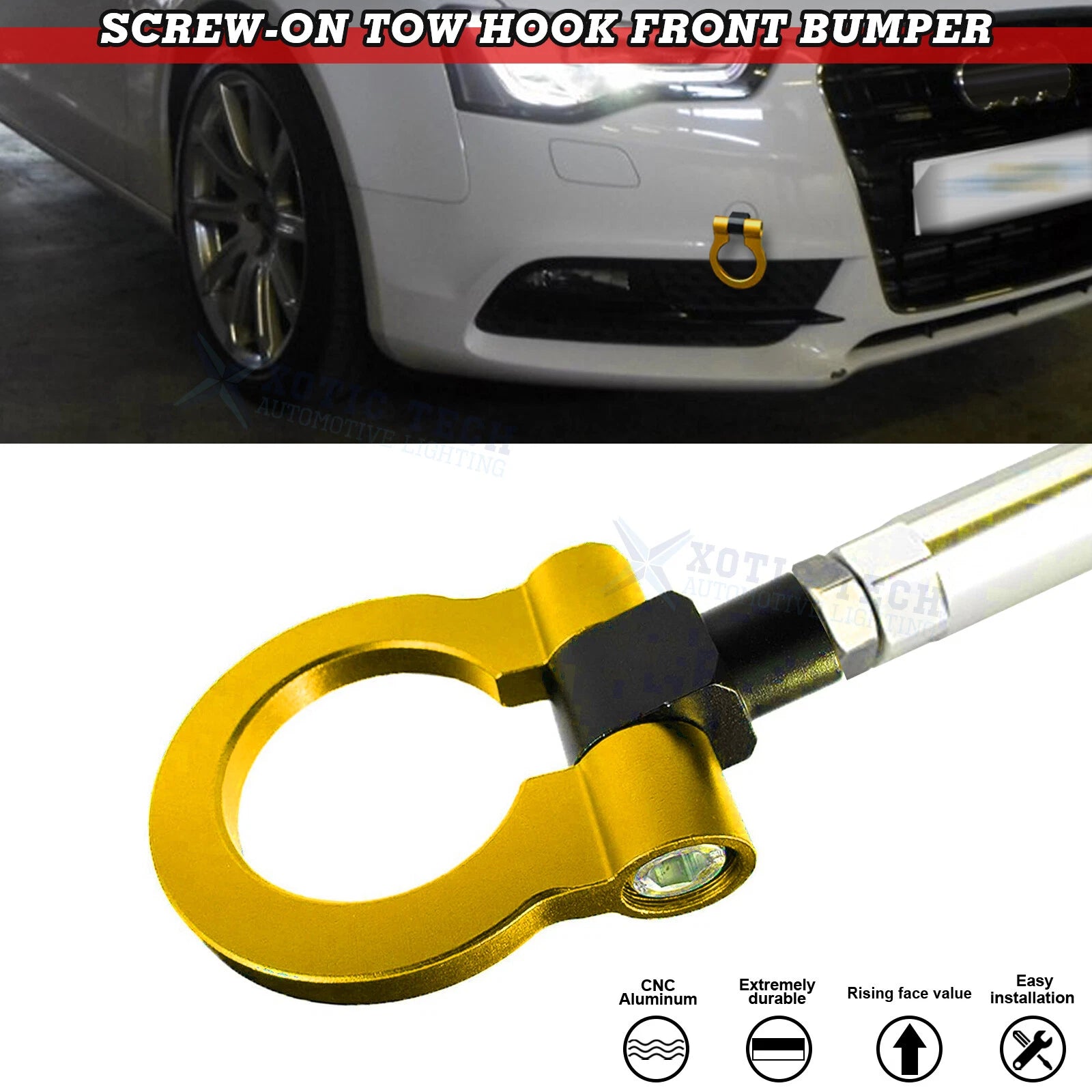 Anodized Alloy Gold Track Racing Tow Hook for Audi A4 A5 A7 B8 RS7 S4 S5 (2010–2017)