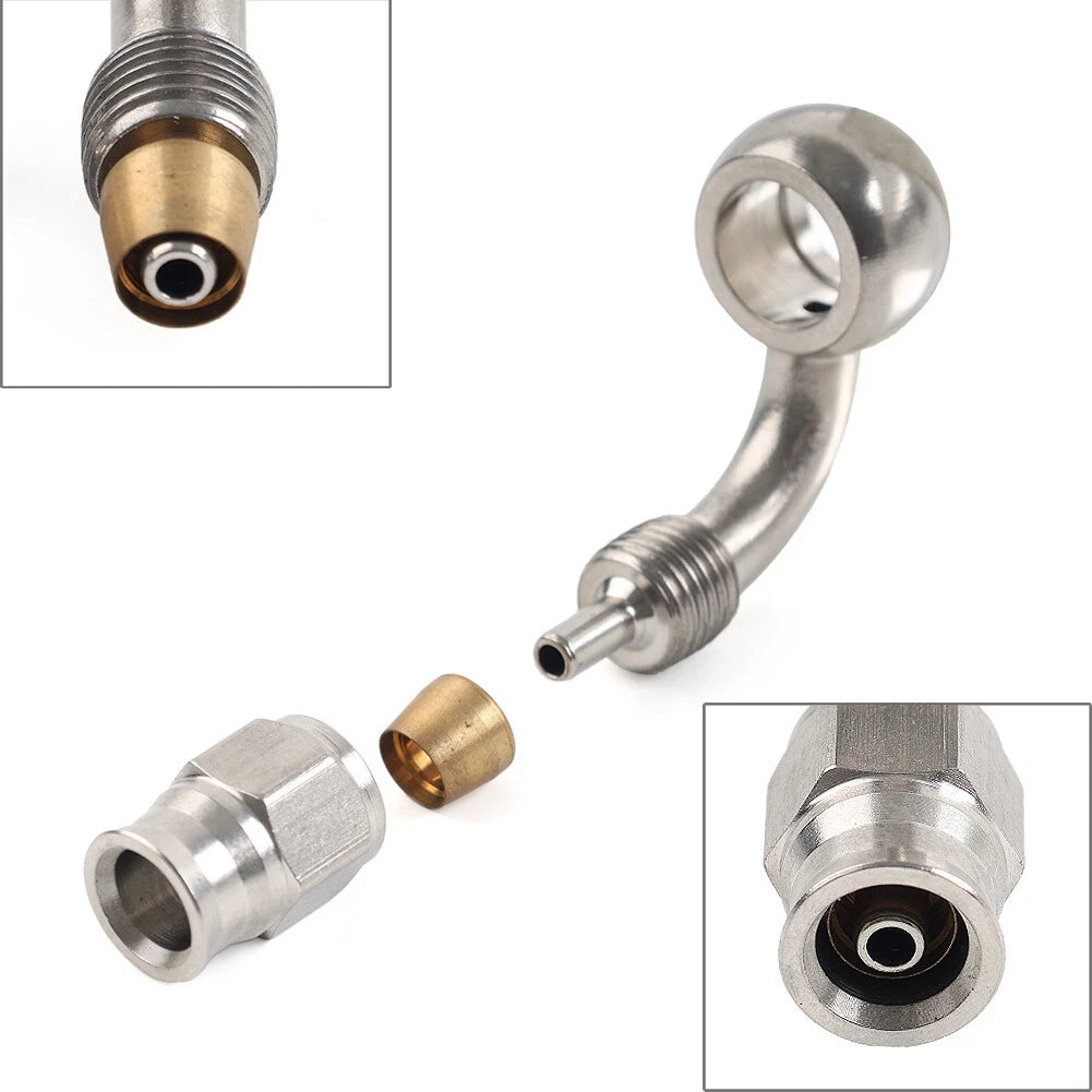 Set of 2 Stainless Steel 10.2mm AN-3 90 Degree Banjo Hose Ends for Motorcycle